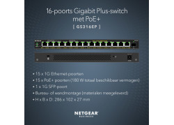 NETGEAR GS316EP-100PES netwerk-switch Managed Gigabit Ethernet (10/100/1000) Power over Ethernet (PoE) Zwart