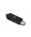 Ewent EW1075 geheugenkaartlezer Zwart USB 3.2 Gen 1 (3.1 Gen 1) Type-A/Type-C